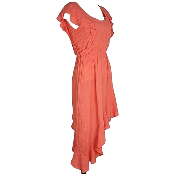 Stark X Ruffle Assymetrical Dress Strawberry Pink Flowy Size Small - Picture 2 of 12